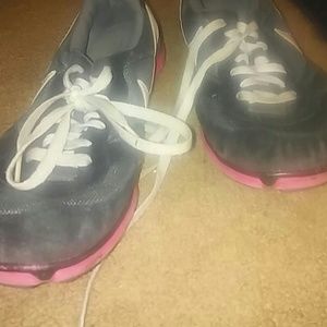 Blue, White, and Pink Nike Sneakers